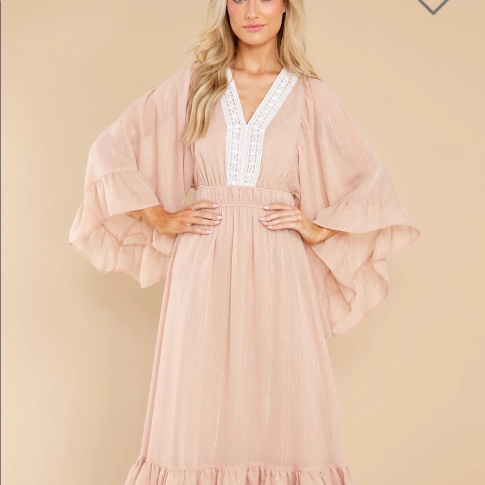 Aura tan maxi dress, gold thread size small